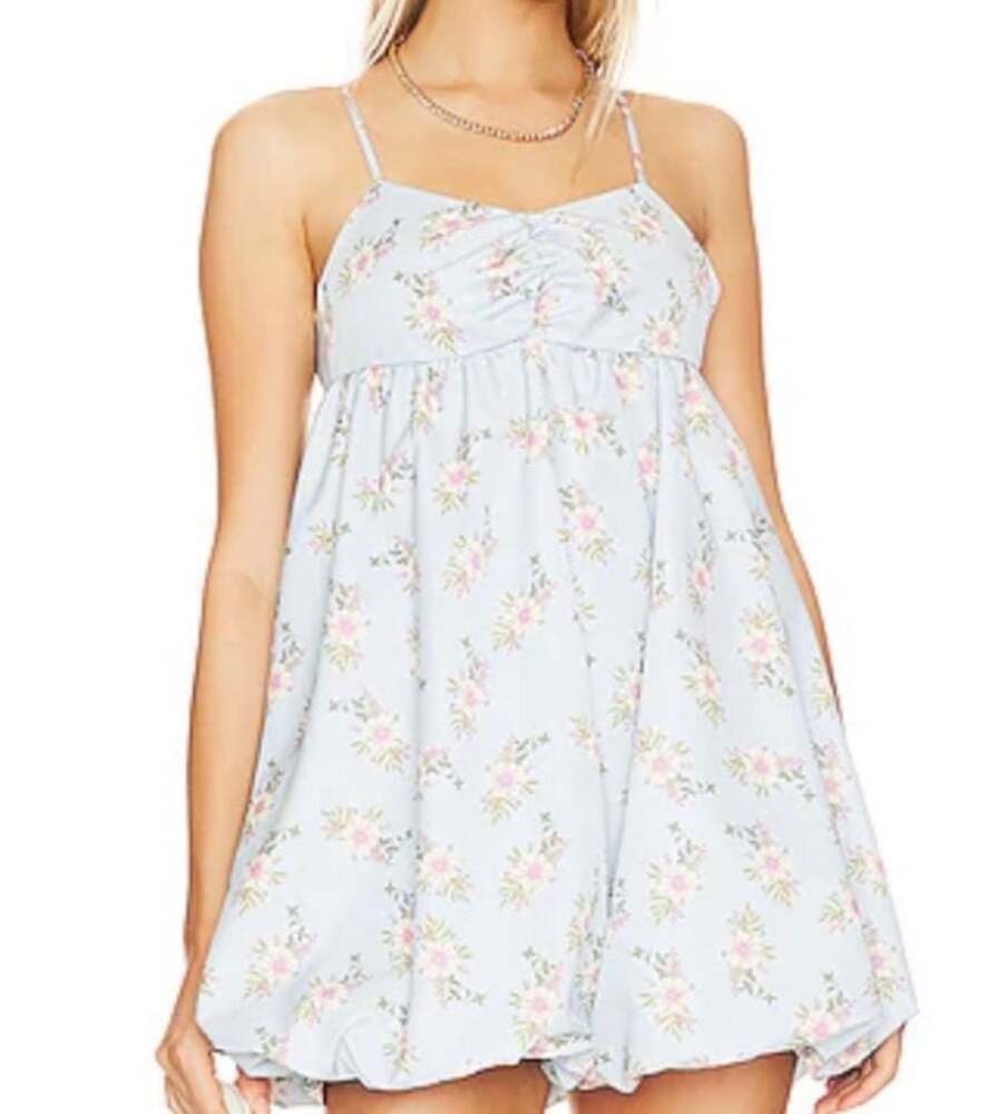 Free People blue floral bubble hem dress